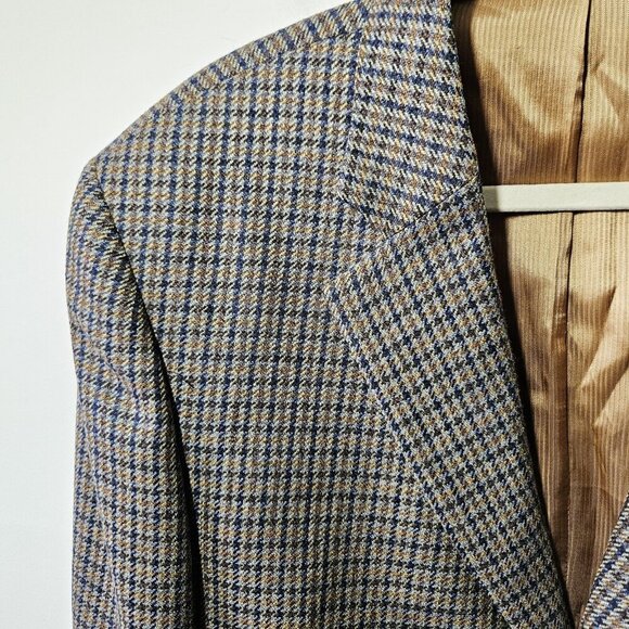 Jack Victor 44L Sport Coat 100% Wool Plaid Three Button Fully Lined - Picture 4 of 7